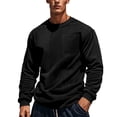 thumbnail image 2 of UVEASISHA Long Sleeve T-Shirts for Men Solid Color Patchwork Crewneck Sweatshirts Relaxed Fit Lightweight Pullover Tops Fall Casual Workout Shirt Black L, 2 of 9
