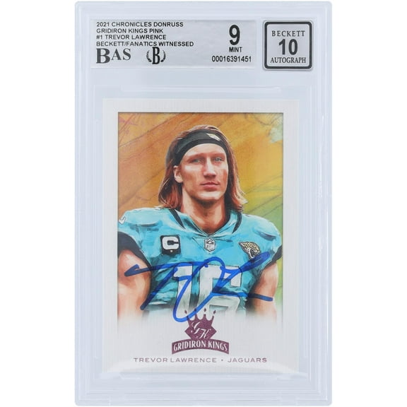 Trevor Lawrence Jacksonville Jaguars Autographed 2021 Panini Chronicles Donruss Gridiron Kings Pink #GK-1 Beckett Fanatics Witnessed Authenticated 9/10 Rookie Card - Fanatics Authentic Certified