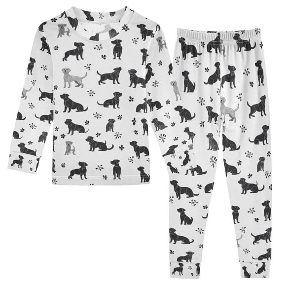 joogoo Silhouette Doodle Dogs 2 Piece Long Sleeve Tee and Pants Cotton Pajama Set 5Y