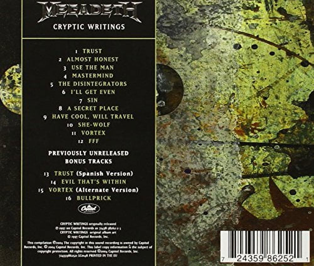 Megadeth - Cryptic Writings - Music & Performance - CD - Walmart.com