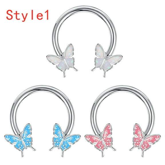 QQTDFG 3Pcs/Lot 8/10mm Butterfly Septum Ring 16g Stainless Stee Helix Tragus Earrings-Style1-8mm