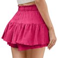 thumbnail image 4 of Lenpel Women's Flowy Shorts Trendy Boho Elastic High Waisted Pleated Ruffled Tiered Mini Skorts Summer Casual Shorts, 4 of 7