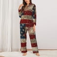 thumbnail image 2 of Yiaed American Flag1 Print Pajamas Women's Long Sleeve Sleepwear Soft Button Down Loungewear Pjs Lounge Set Nightwear Womens Pajama Pants-XX-Large, 2 of 7