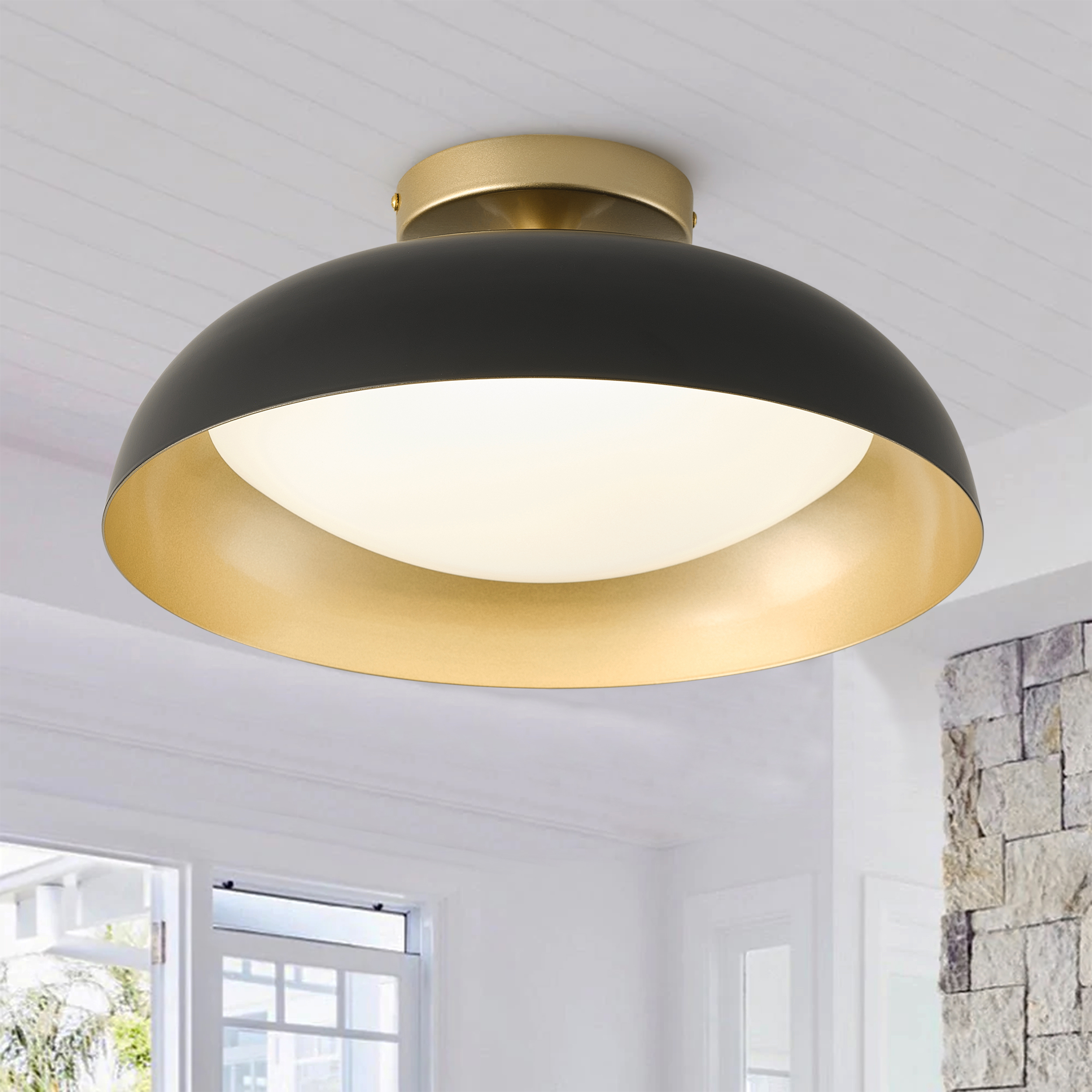 Modern Minimalist Close to Ceiling Lighting, Dome Shade Farmhouse LED Flush Mount Ceiling Light for Bedroom Kitchen Hallway