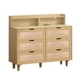 thumbnail image 4 of Resenkos Modern 6 Wide Drawer Long Dresser Chest of Drawers Wooden Dresser for Bedroom Brown, 4 of 9