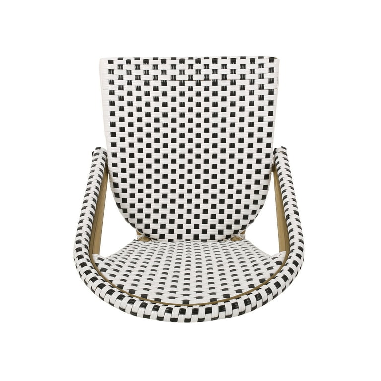 Ryder Outdoor French Bistro Chair Set of 2 Black White Bamboo Finish