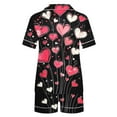 thumbnail image 5 of Uaswgudfs Women's Valentine's Day Pajama Set - Short Sleeve & Shorts Loungewear with Cute Heart Print, Collar & Pocket, Comfortable Printed Sleepwear Outfit for Women, 5 of 5