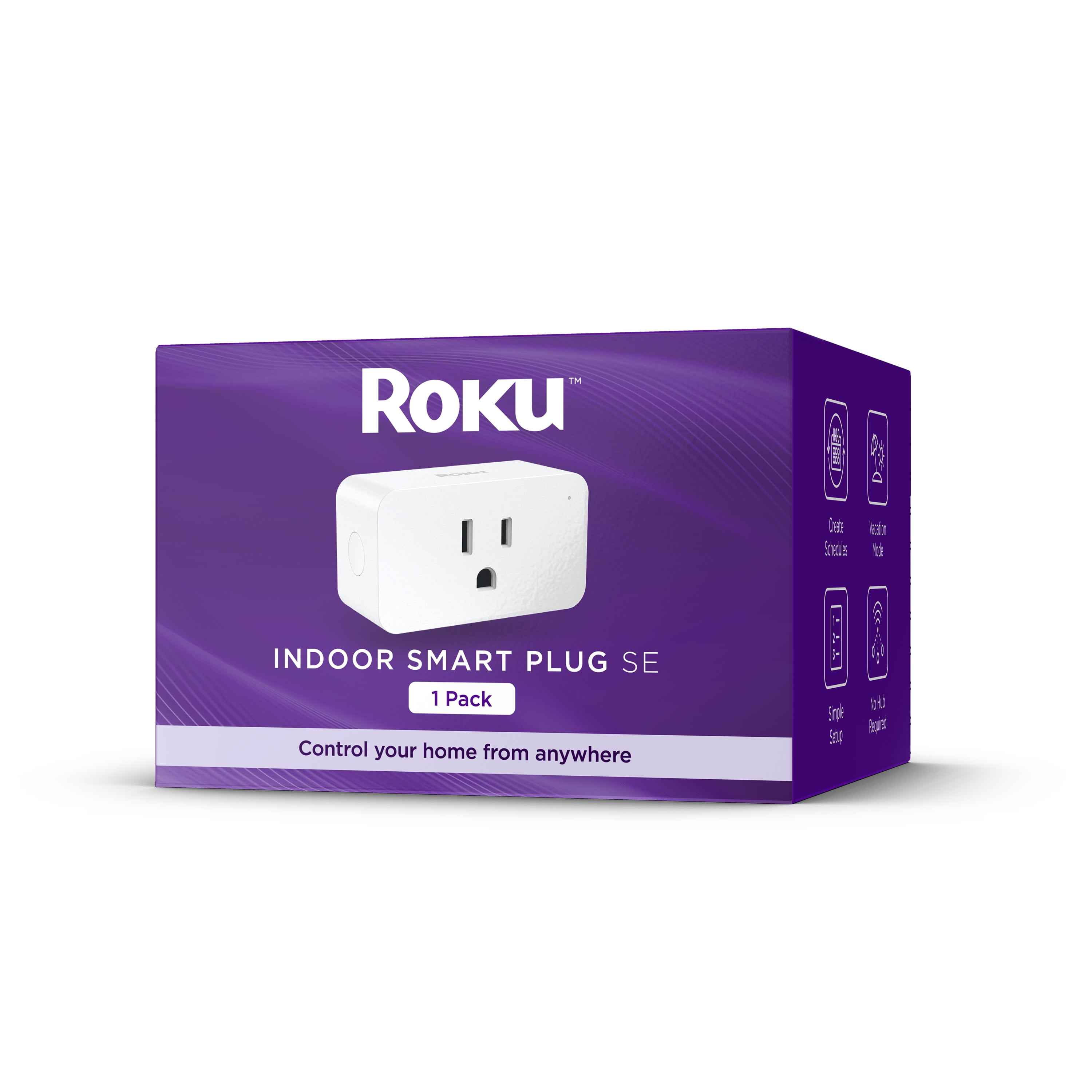 Roku Smart Home Indoor Smart Plug SE with Custom Scheduling, Remote Power, and Voice Compatibility