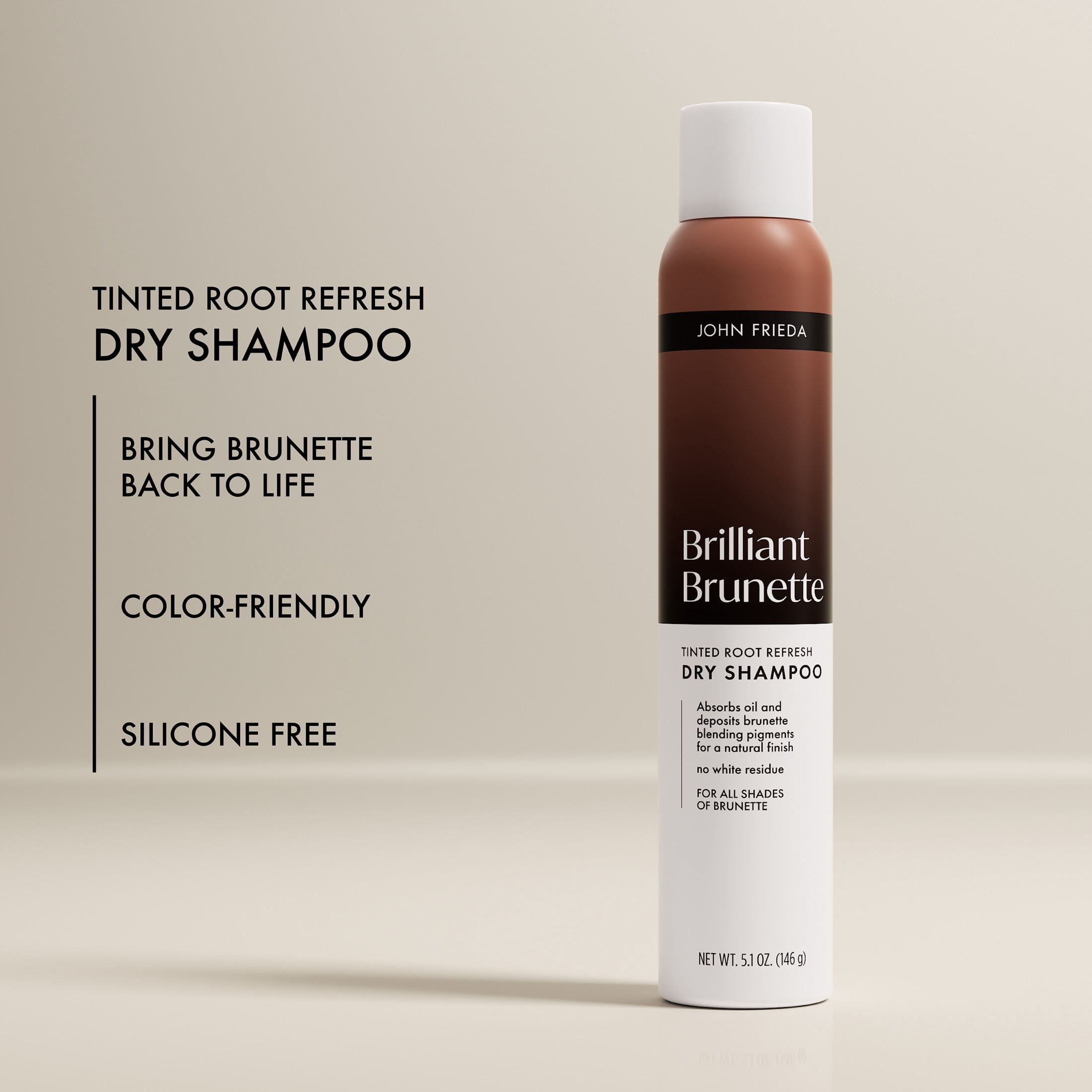 John Frieda Brilliant Brunette Tinted Root Refresh Dry Shampoo, 5.1 oz