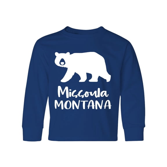 Inktastic Missoula, Montana White Bear Silhouette Long Sleeve Youth T-Shirt