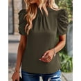 thumbnail image 3 of BTFBM Womens Tops Dressy Casual Blouses Summer Spring Clothes Mock Neck Short Sleeve Shirts Business Work Fall Outfits, 3 of 9