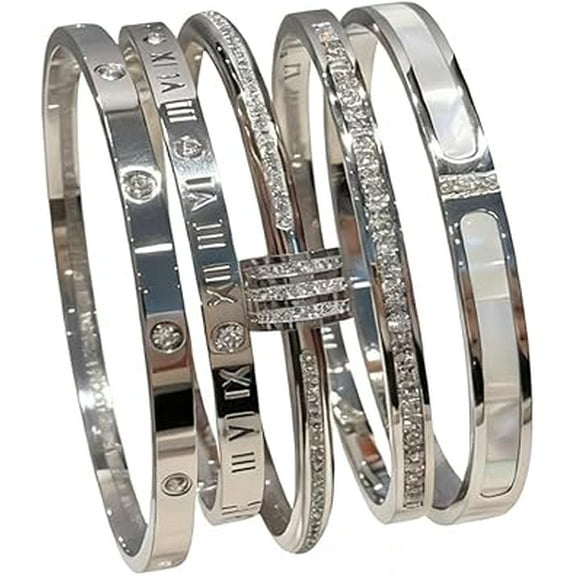 5-Piece Elegant Stainless Steel Bracelet Set, Fashionable Classic Design, Gold Bead Bracelets for Men and Women, Non Tarnish Bangle, Elegant Bracelet Set for Everyday and Formal Wear