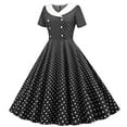 thumbnail image 2 of Mevxay Girls Polka Dots Dress 50s Vintage Doll Collar Short Sleeve A Line Swing Flowy Party Dresses for 6-15 Years Black, 2 of 7