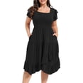 thumbnail image 4 of Vestido casual AZACHID de verano con doble volante de manga corta para mujer, 4 of 8