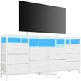 thumbnail image 1 of TV Stand with 10 Fabric Drawers for 65 70 75 Inches TV, 63" W Entertainment Center TV Console Table with LED Lights & Power Outlets & Open Storage Shelves, 1 of 9
