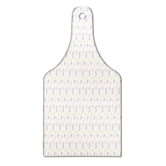 1990s Cutting Board, Geometric Motifs with Retro Memphis Style Background Abstract Pattern Arrangement, Decorative Tempered Glass Cutting and Serving Board, in 3 Sizes, by Ambesonne