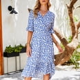 thumbnail image 2 of Vestido con dobladillo con volantes Octpeak estampado floral con Cuello en V y lazo en la cintura, 2 of 6