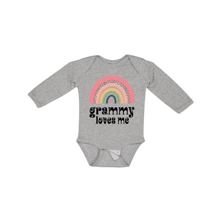 

Inktastic Grammy Loves Me Grandchild Boho Rainbow Gift Baby Girl Long Sleeve Bodysuit