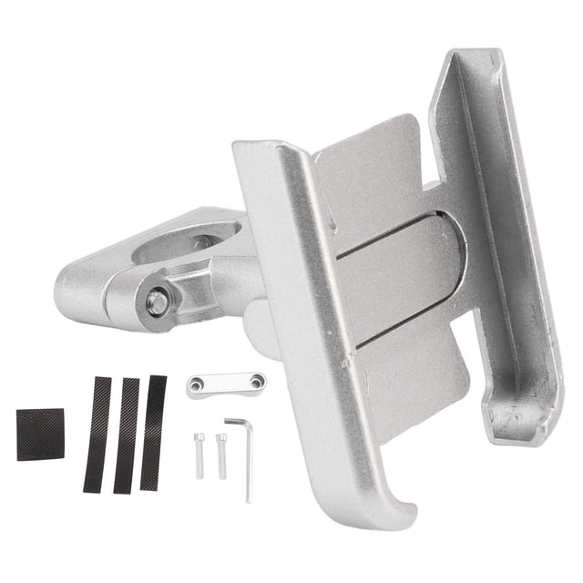 Motorcycle Phone Mount, Bike Phone Mount Silicone Pad Rotatable For Handlebar Silver