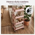 thumbnail image 5 of Gianna 3‑Tier Utility Rolling Cart Metal, 3‑Tier Slim Storage Design, Lockable Wheels, Pink, 5 of 7