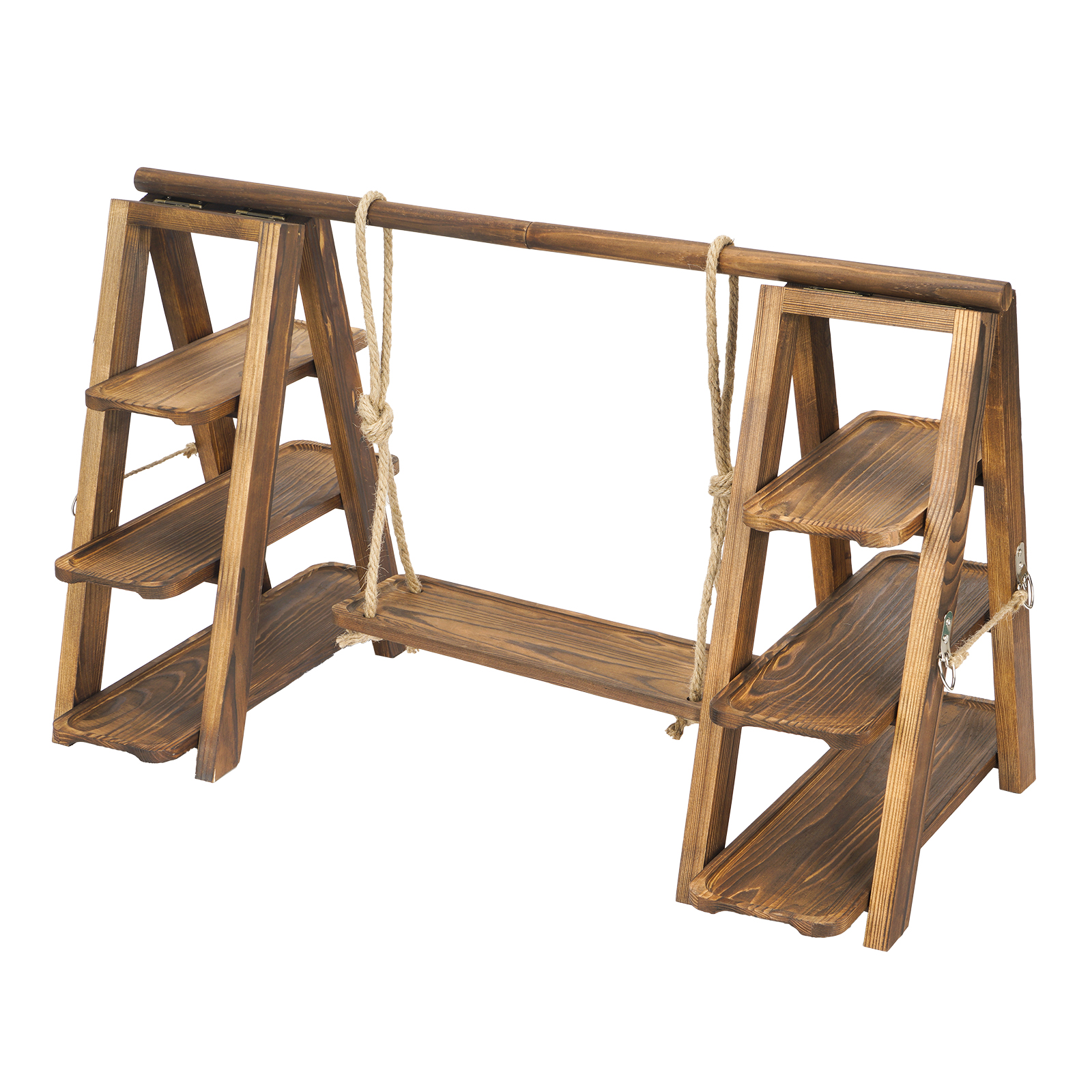 Gomok 3 Tier Serving Tray Wooden Cupcake Stand Rustic Foldable Dessert Table Display Set with Detachable Serving Platters