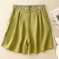 thumbnail image 2 of Bermuda Shorts for Women Summer Casual Elastic Waist Wide Leg Loose Fit Cotton Linen Boho Beach Shorts with Pockets, 2 of 8