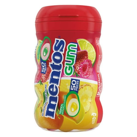 Mentos Red Fruit Tropical Gum, 3.5 oz - Pack of 2