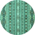 thumbnail image 1 of Ahgly Company Indoor Round Abstract Turquoise Blue Modern Area Rugs, 3' Round, 1 of 4
