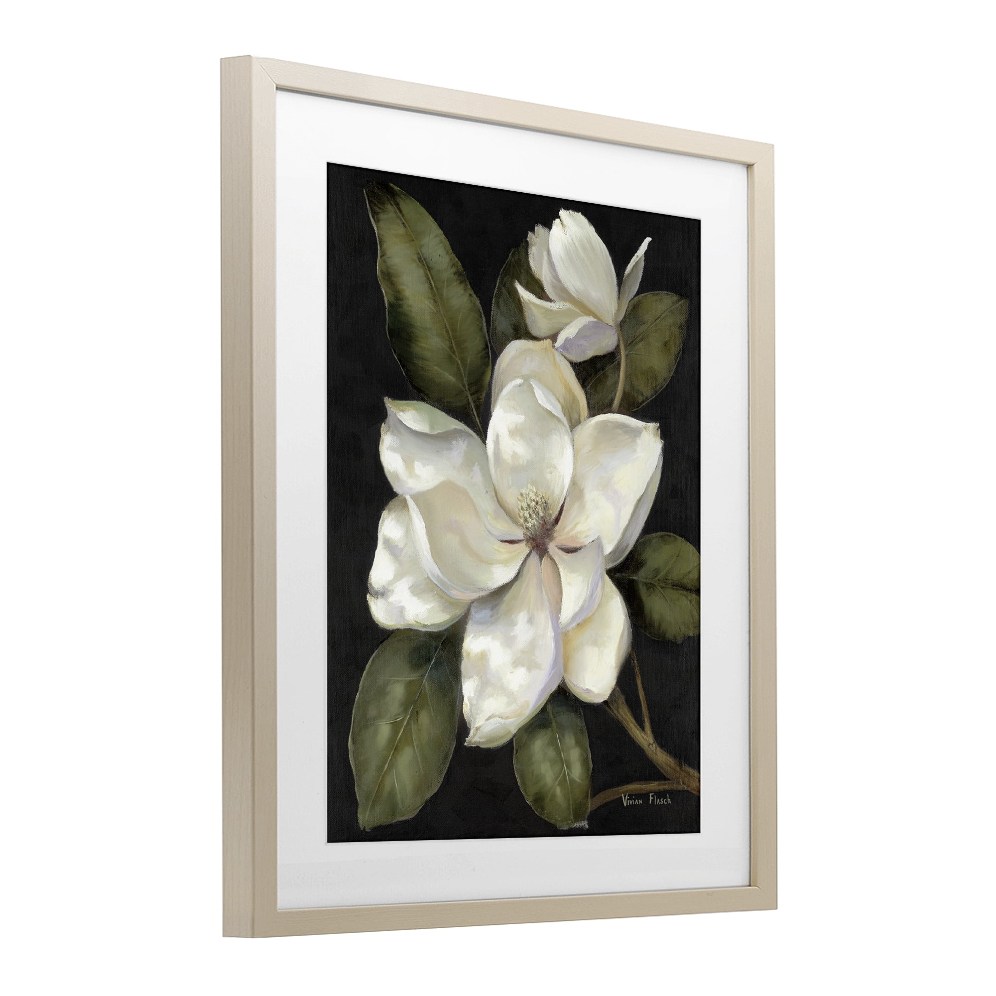 Stupell Industries Blooming Magnolia Buds Birch Framed Print Under Glass, design by Nan