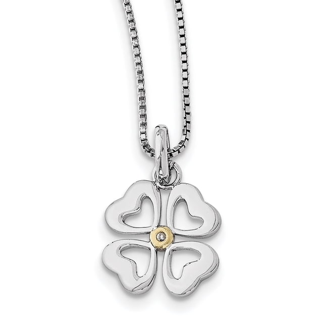 SS White Ice .01ct. Diamond & Gold-plated Four Hearts Necklace 18 Inch