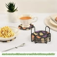 thumbnail image 5 of Yayeee 6 PCS Drink Coasters with Holder Set Woven Absorbent Round Tabletop Hot Pad, Purple Halloween Ghosts, 5 of 7