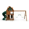 Gorilla Playsets Mountaineer Treehouse Wooden Swing Set with Fort AddOn and Tube Slide