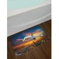 thumbnail image 2 of Travel Bath Mat, Aerial View of Airport with Plane on the Air Night Scenery over City Sunset Image, Non-Slip Plush Mat Bathroom Kitchen Laundry Room Decor, 29.5 X 17.5 Inches, Orange Blue, Ambesonne, 2 of 2