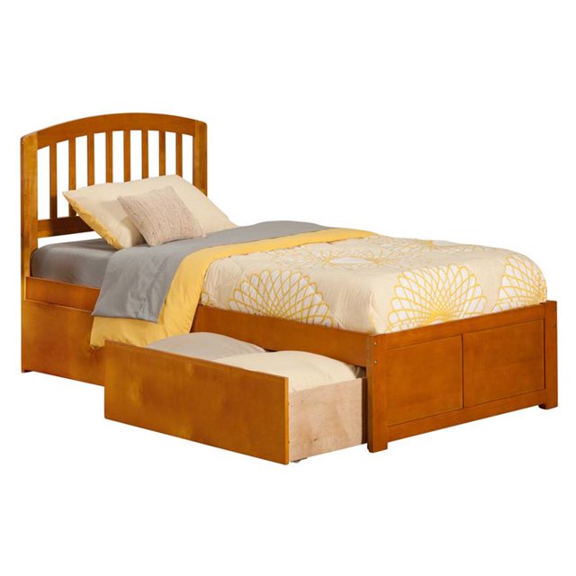 Atlantic Furniture Lit de Plate-Forme de Rangement Simple XL Richmond en Caramel