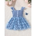 thumbnail image 4 of nvzhuang Toddler Girl Summer Dress, Sleeveless Button Front 3D Butterfly Solid Color A-line Dress, 4 of 9