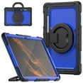 thumbnail image 2 of Feishell for Samsung Galaxy Tab S8 Ultra 14.6" Rugged Case with 360 Rotatable Handle Grip Adjustable Viewing Angle Stand Pencil Holder,Shockproof Hybrid 3-Layers Multi-Functional Cover,Black+Blue, 2 of 9