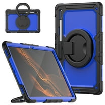 Samsung Tab S8 Ultra 14.6 inch Case with Screen Protector, Dteck 360 Rotating Handle Grip Stand Heavy Duty Rugged Shockproof Case with S Pen Holder for Samsung Galaxy Tab S8 Ultra,
Black Blue