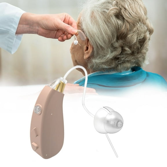 KIBVOE Digital Hearing Aids for Senior, behind the ear amplifiers, Hearing Aids for hard of hearing (Beige)