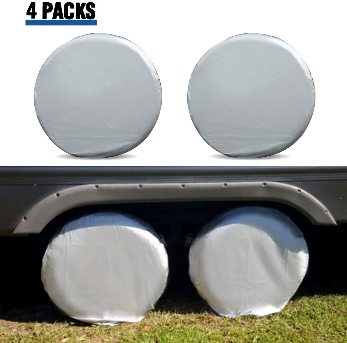 4 Pack Camper,Universal Fits 24 to 32 Car Tire Diameter Aebitsry Tire Covers for RV Wheel, Black, 24-26 Motorhome Wheel Covers Waterproof Oxford Sun UV Tires Protector for Trailer 