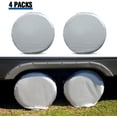 thumbnail image 1 of Four Layers Tire Covers Set of 4 for Rv Travel Trailer Vinyl Wheel, Sun Rain Snow Protector, Waterproof, Silver, Fits 27-29 Inch Tire, 1 of 7