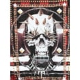 thumbnail image 4 of Ma Croix Mens Graphic Print Royal Skull Faux Leather Crew Neck Sweater, 4 of 7