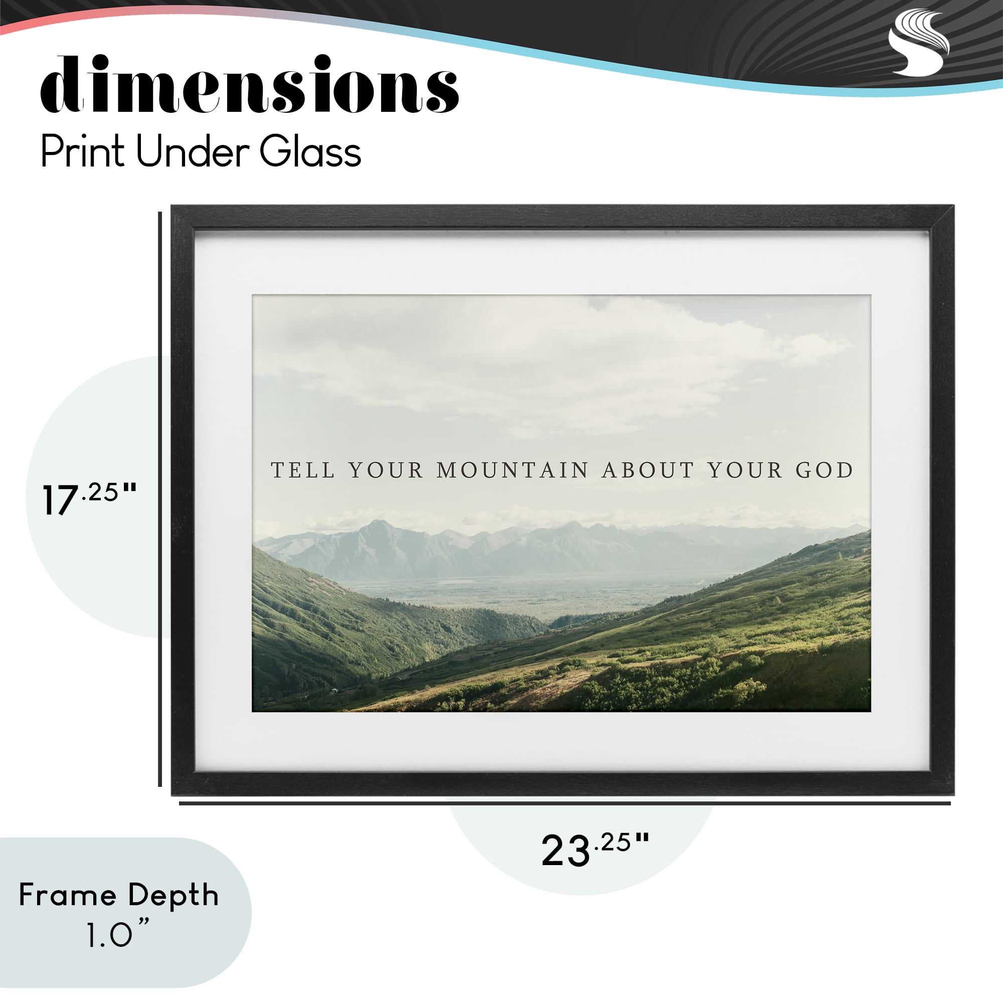 Stupell Industries Tell Your Mountain About God Black Framed Print Under Glass, design by Kali Wilson