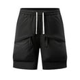 thumbnail image 1 of pstuiky Pantalones cortos de gimnasio, Pantalones cortos de cintura elástica con cremallera y bolsillo para hombre, versátiles, de color liso, a la moda Pantalones cortos cargo, 1 of 8