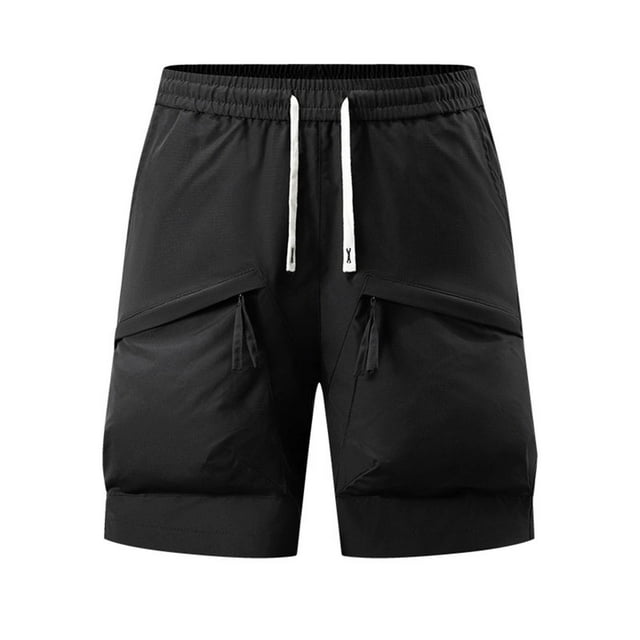 pstuiky Pantalones cortos de gimnasio, Pantalones cortos de cintura elástica con cremallera y bolsillo para hombre, versátiles, de color liso, a la moda Pantalones cortos cargo