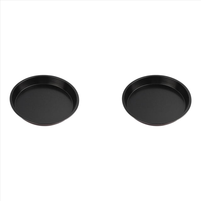2X de Molde Redondo para Pizza,Bandeja Pizza,Bandeja Profunda,Molde Antiadherente de Acero Al Carbono,Herramienta para Horno, 10 Pulgadas, Negro