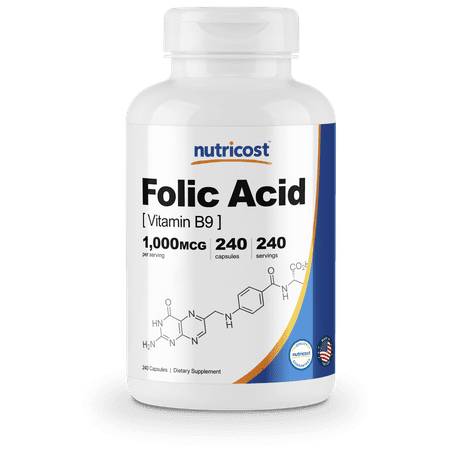 Nutricost Folic Acid (Vitamin B9) 1000 mcg, 240 (Best Folic Acid Vitamin)