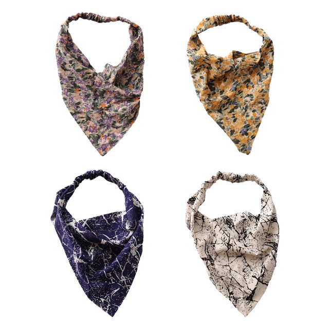 4 diademas de moda, diademas de gasa, bandanas para mujeres, diademas bohemias, bandanas elásticas, envoltura para la cabeza, bufanda triangular para el cabello, accesorios para el cabello de moda