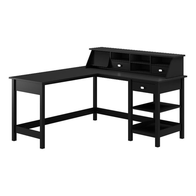 Broadview Bureau d'Ordinateur en L 60W avec Rangement et Organisateur, Noir Classique