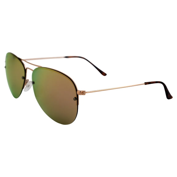 Epoch Eyewear Emerson Fashionable Polarized Sunglasses for Men or Women Aviators Style Rose Gold Rimless Frame w/Rose Gold Mirror Lens