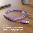 thumbnail image 3 of Powertek USB-A to USB-C (Type-C) Metallic Shine Pastel Charging Cable, 6 ft, Purple, 3 of 7